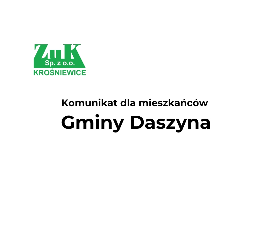 Komunikat dla mieszkańców Gminy Daszyna – Rejon 13